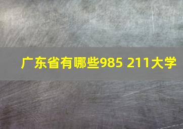 广东省有哪些985 211大学